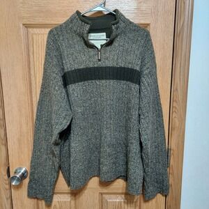 American Eagle 1/4 Zip Pullover Ribbed Wool Sweater Mens XL Olive Green Casual